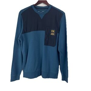 Under Armour Loose Fit Scribble Crew Sweatshirt Men's Medium Blue/Black